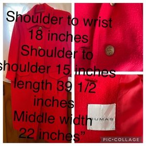 Dumas vintage coat; beautiful red like new! Petite style
